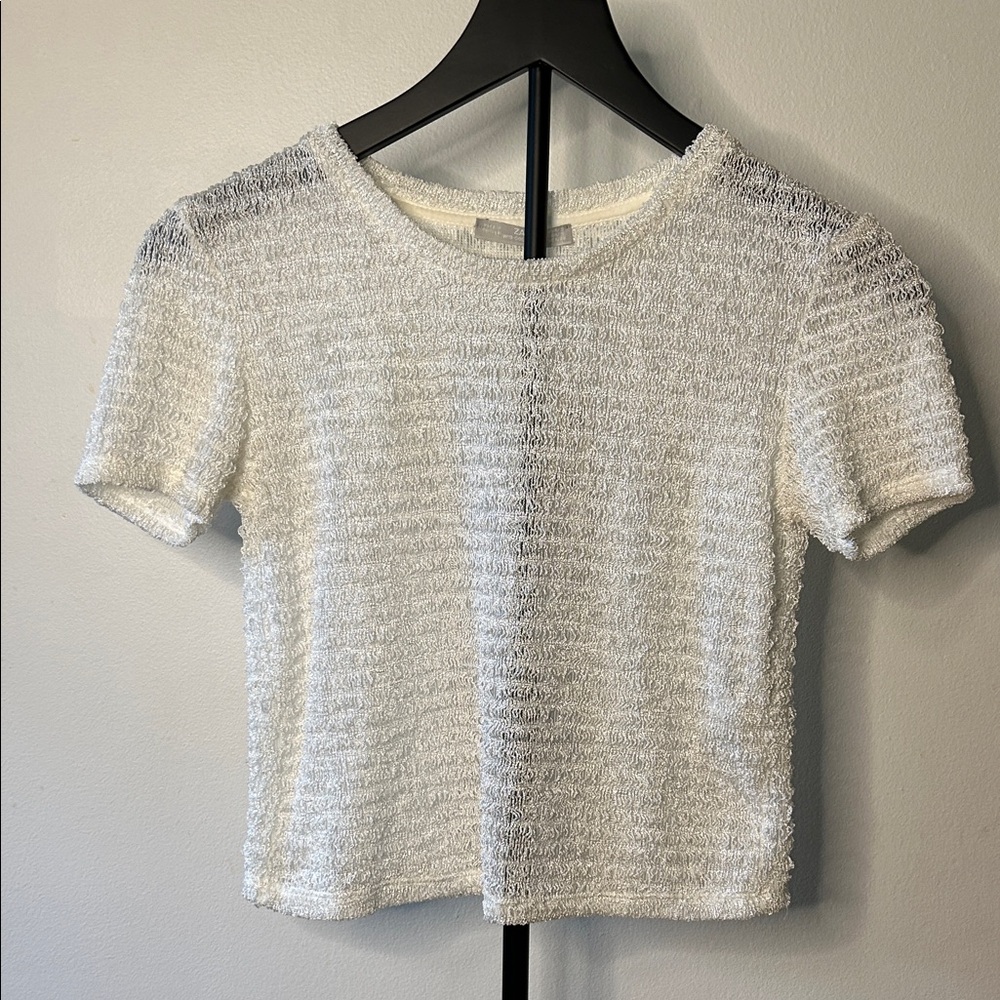 Zara Cream Textured Short Sleeve Tee